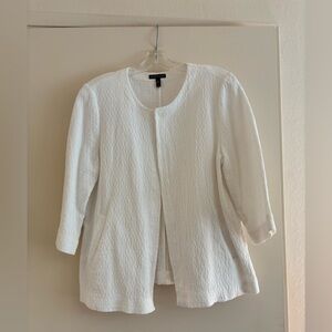 Eileen Fisher White Textured Open Blazer